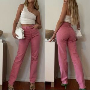 NEW Pistola High Rise Straight Leg Jeans Button Fly Flamingo Size 26
